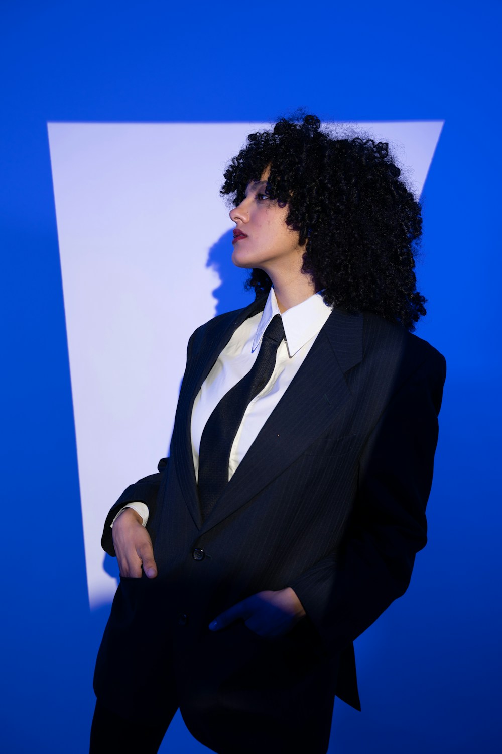 Fashion portrait against a studio backdrop