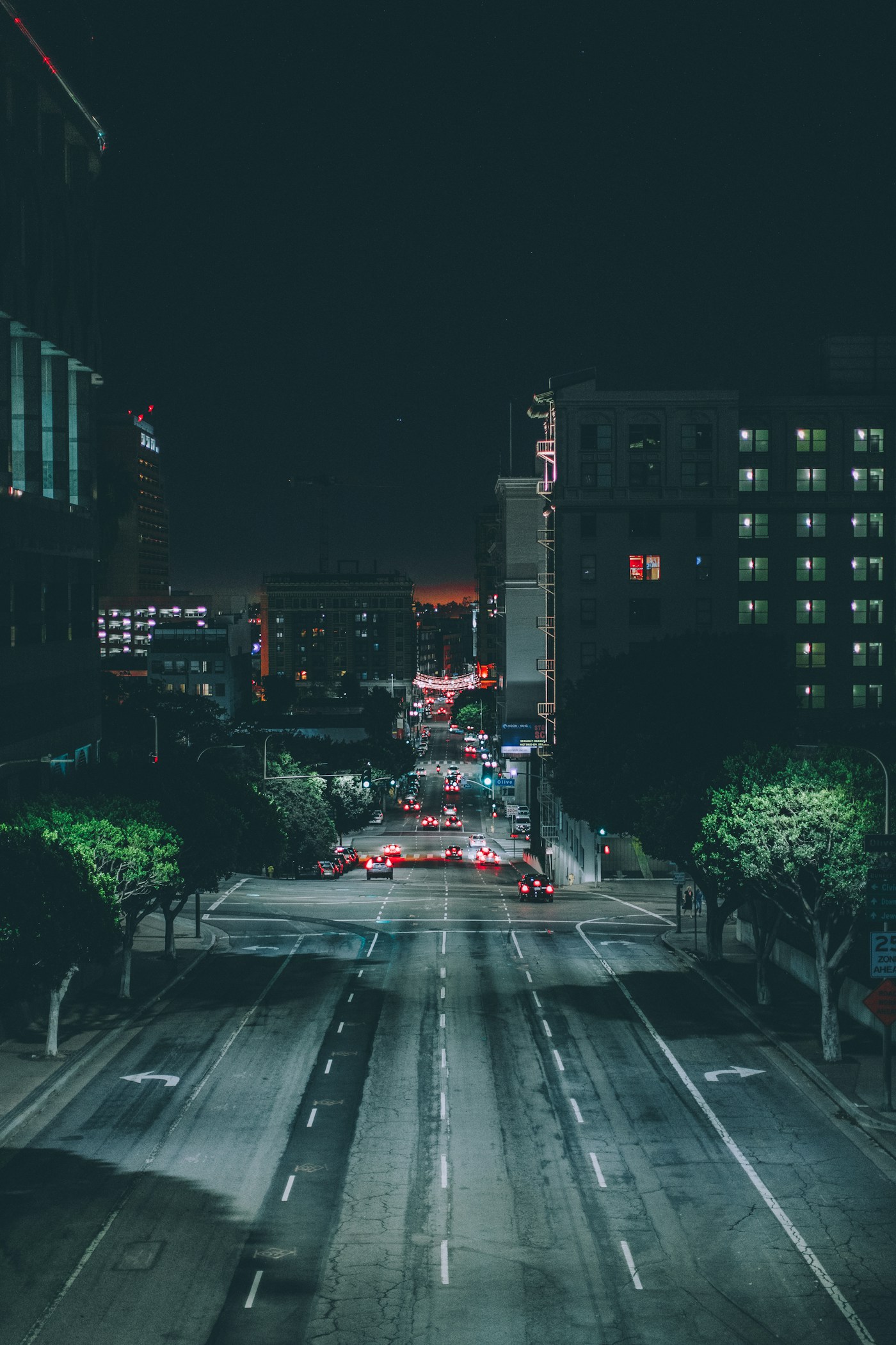 New York streets glowing with lights after dark